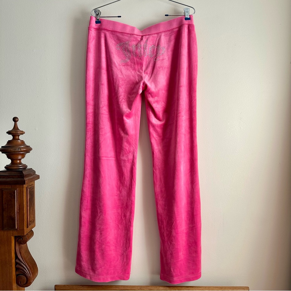 Juicy Couture • OG Big Bling Velour Track Pants Hot Pink‎